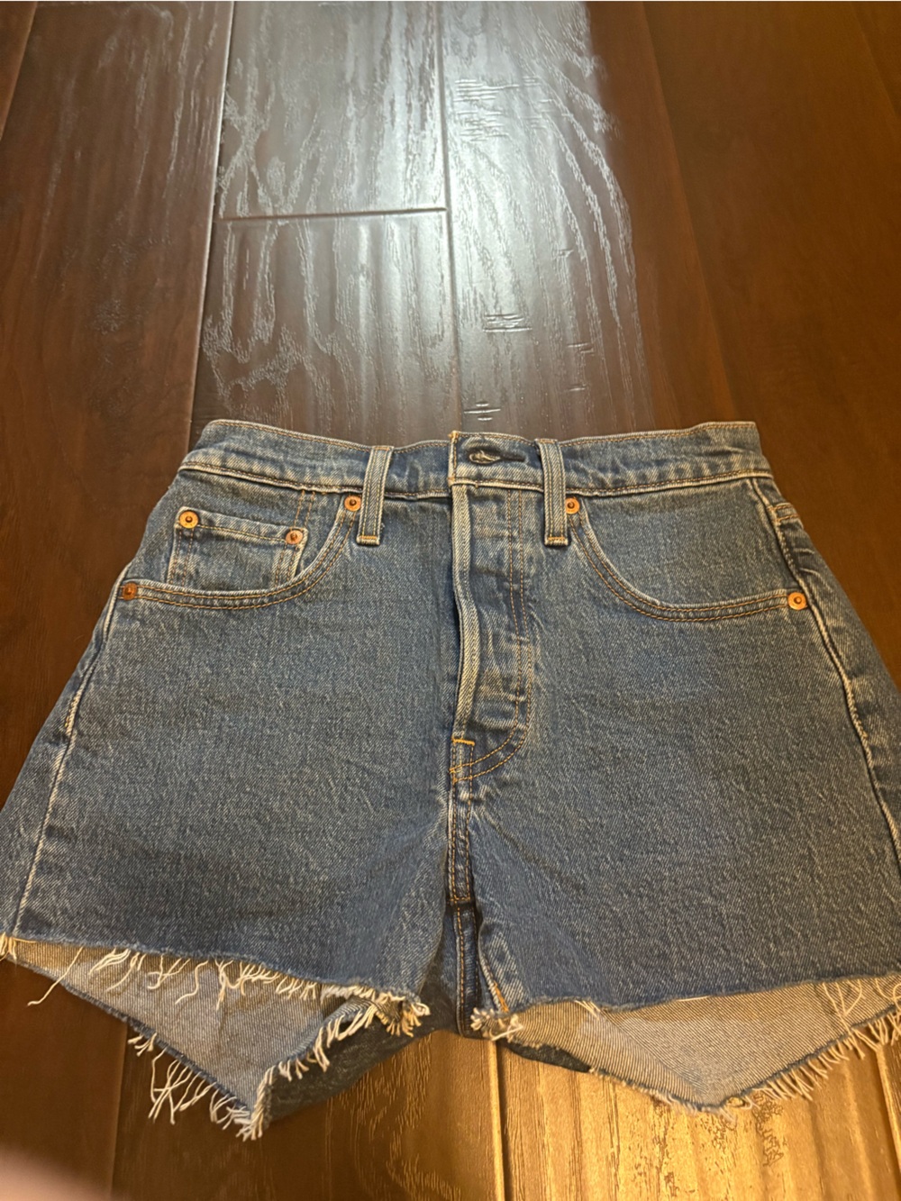 Blue Denim Women's High-Waist Cutoff Jeans